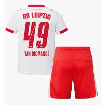 Billige Fotballdrakt RB Leipzig Yan Diomande #49 Replika Hjemmedraktsett Barn 2025-26 Kortermet (med bukser)